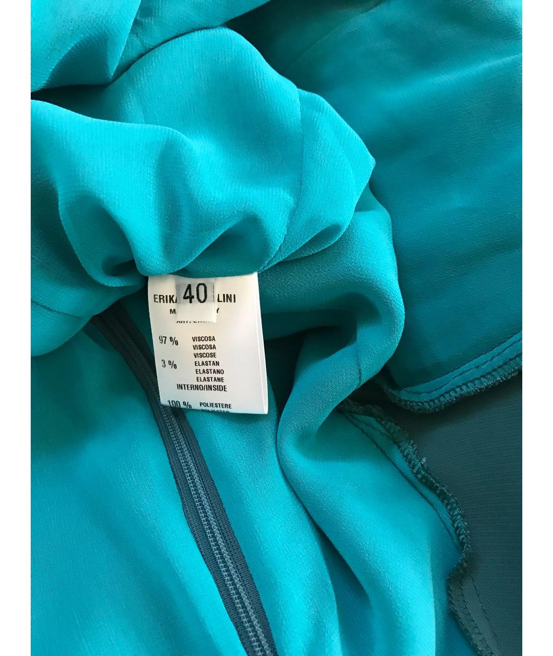 ERIKA CAVALLINI Бирюзовое вискозное вечернее платье, фото 8