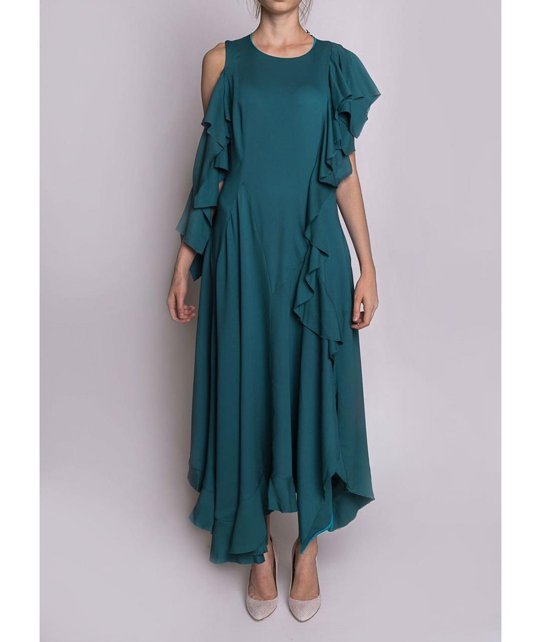 ERIKA CAVALLINI Бирюзовое вискозное вечернее платье, фото 4