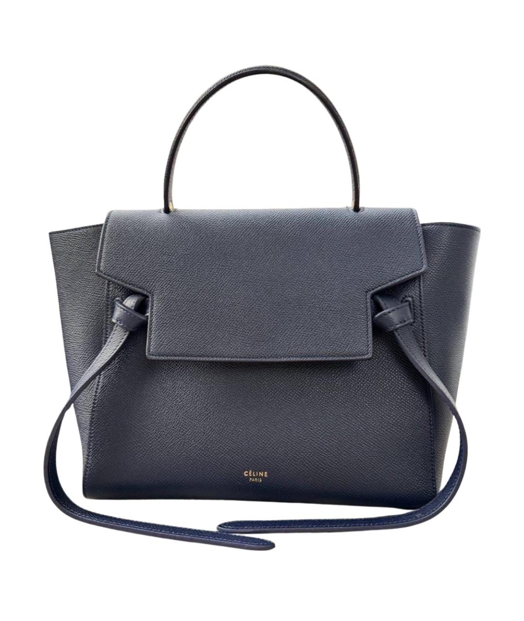 CELINE Темно-синяя кожаная сумка с короткими ручками, фото 1