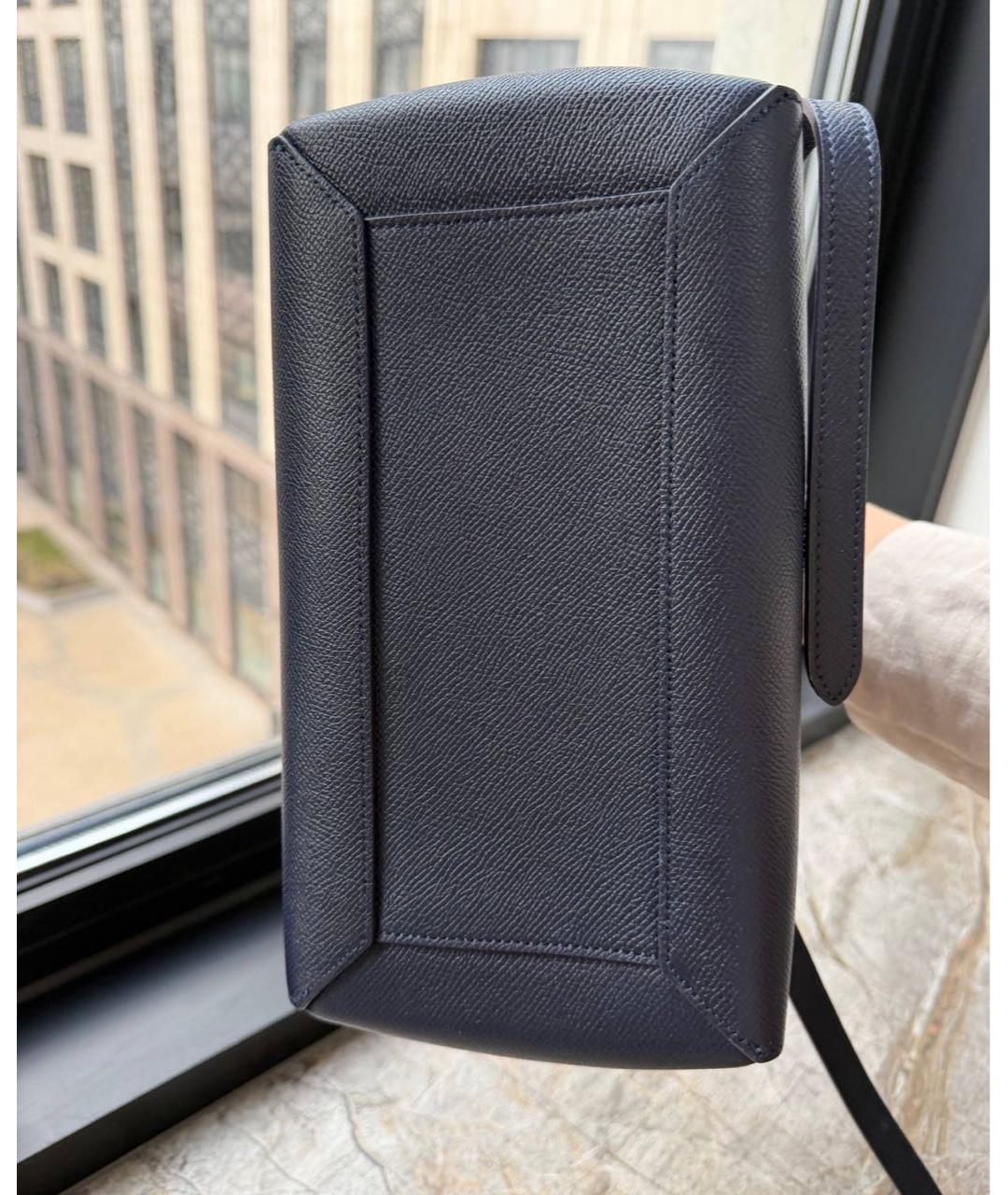 CELINE Темно-синяя кожаная сумка с короткими ручками, фото 7