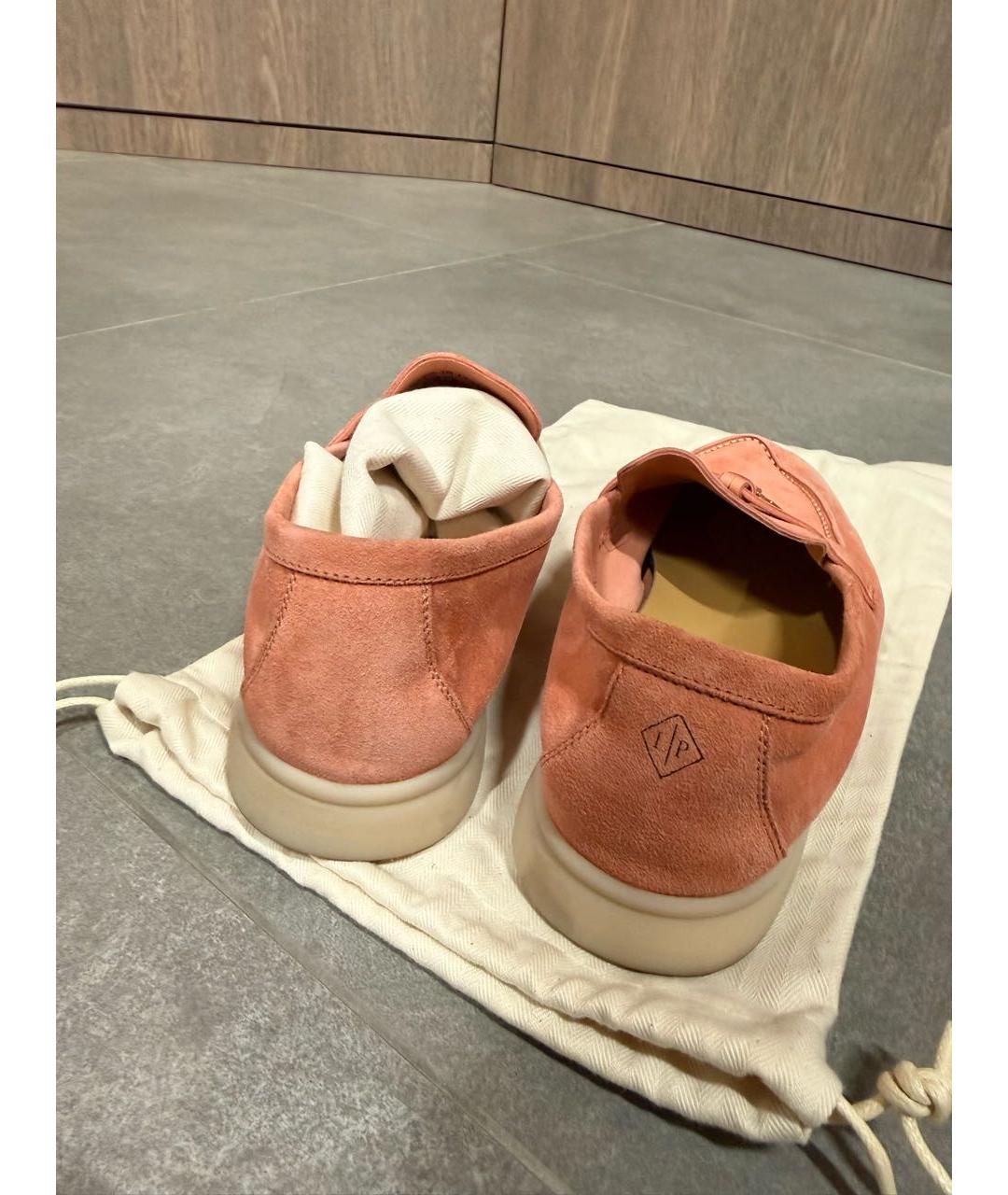 LORO PIANA Коралловые замшевые лоферы, фото 4