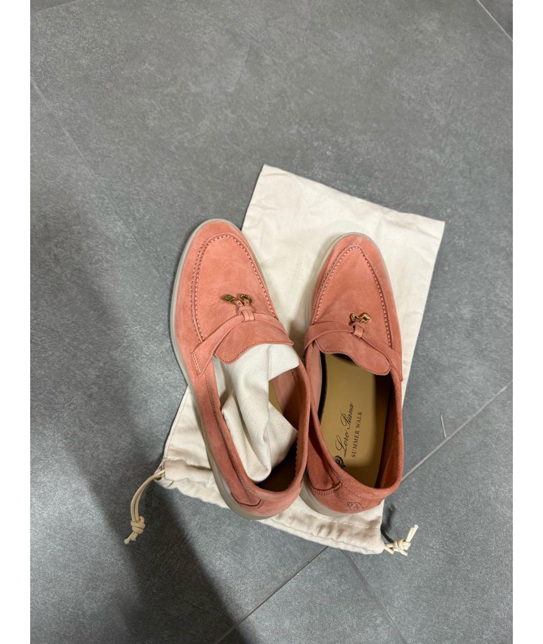 LORO PIANA Коралловые замшевые лоферы, фото 3