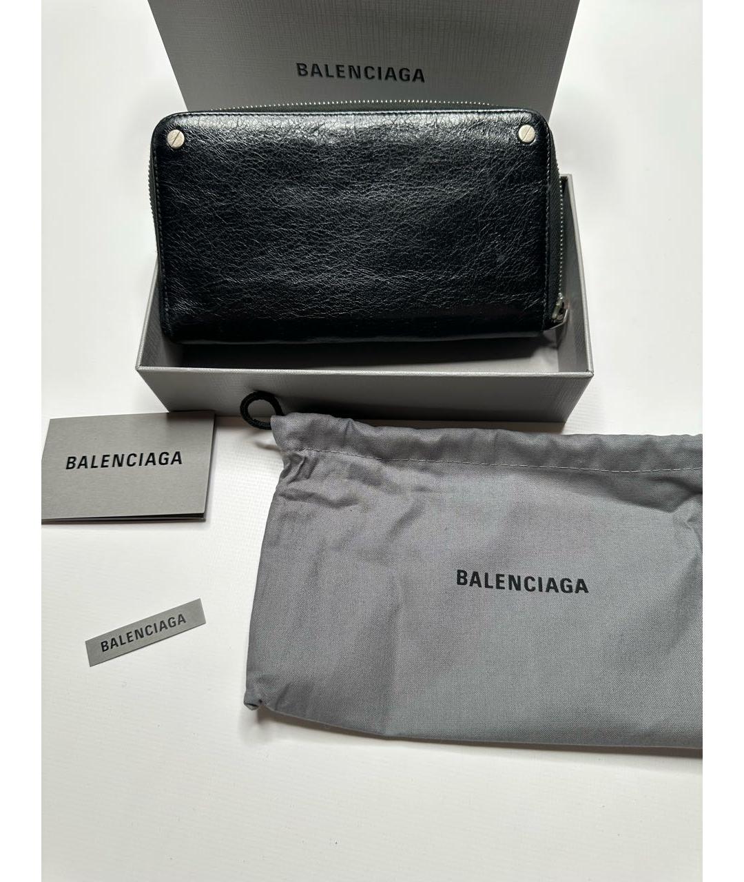 BALENCIAGA Черный кожаный кошелек, фото 2