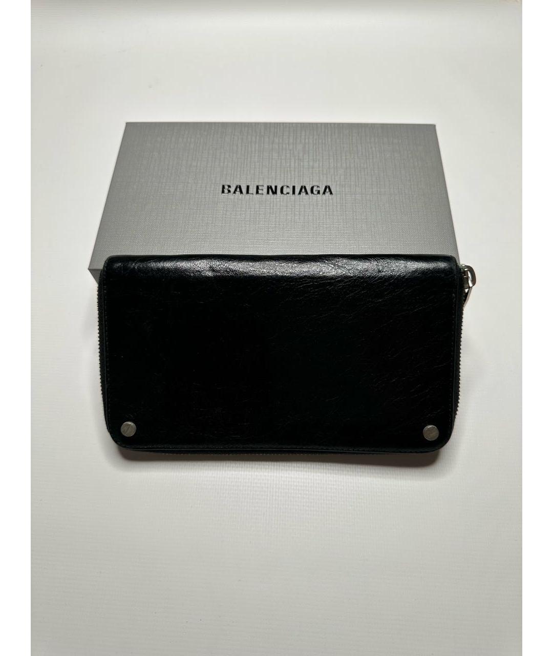 BALENCIAGA Черный кожаный кошелек, фото 3
