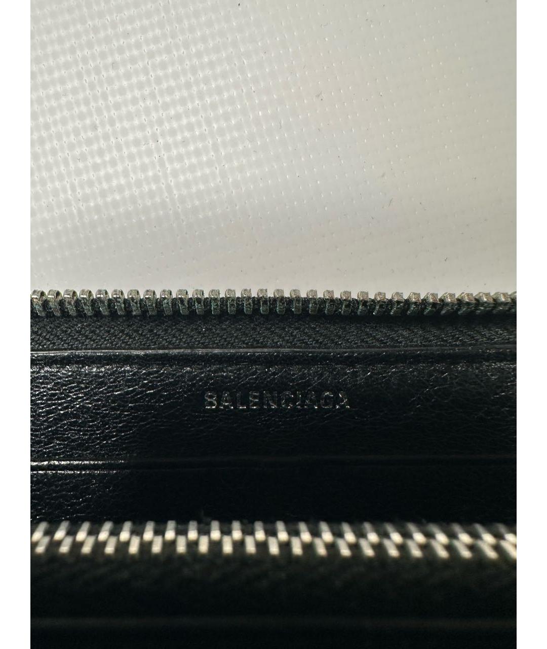 BALENCIAGA Черный кожаный кошелек, фото 8