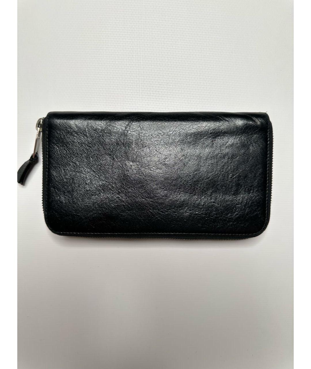 BALENCIAGA Черный кожаный кошелек, фото 4
