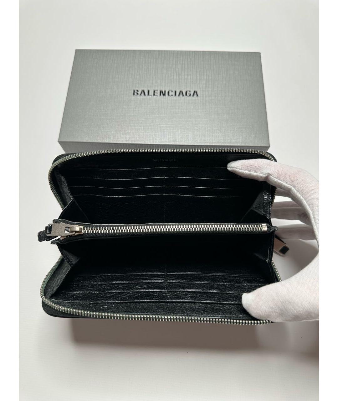 BALENCIAGA Черный кожаный кошелек, фото 7