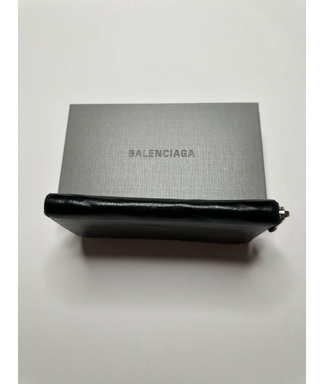 BALENCIAGA Черный кожаный кошелек, фото 6