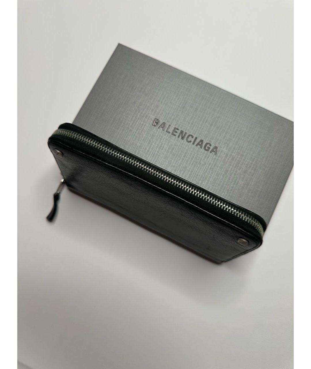 BALENCIAGA Черный кожаный кошелек, фото 4