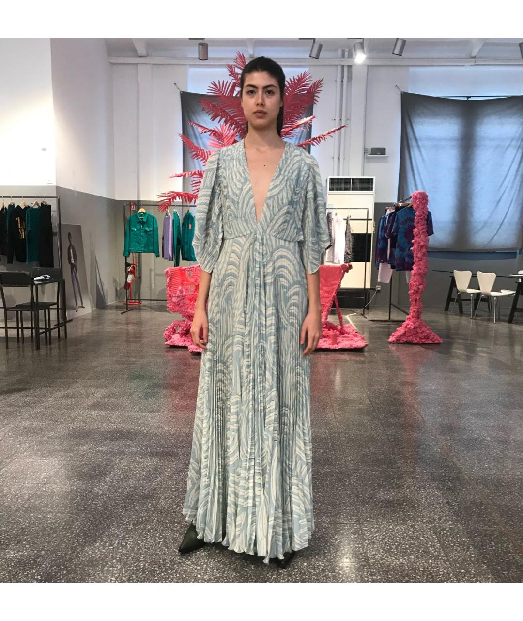 ERIKA CAVALLINI Голубое полиэстеровое вечернее платье, фото 2