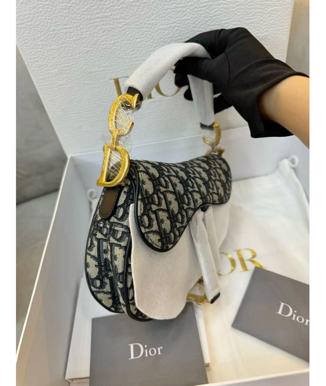 CHRISTIAN DIOR Синяя жаккардовая сумка через плечо, фото 3