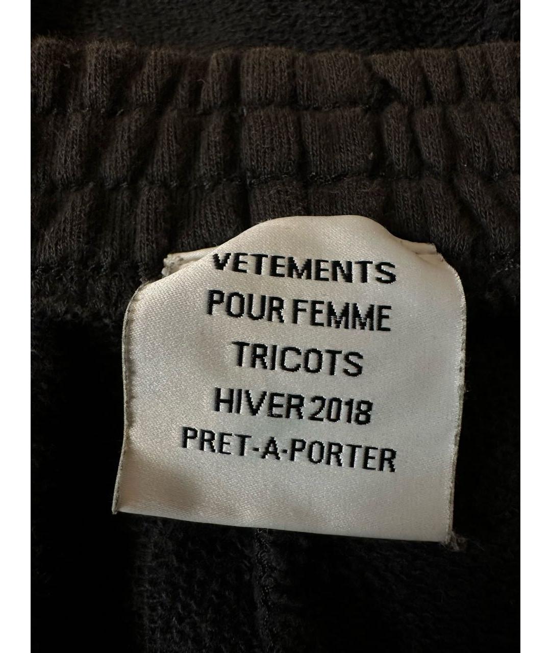 VETEMENTS Черные хлопковые прямые брюки, фото 4