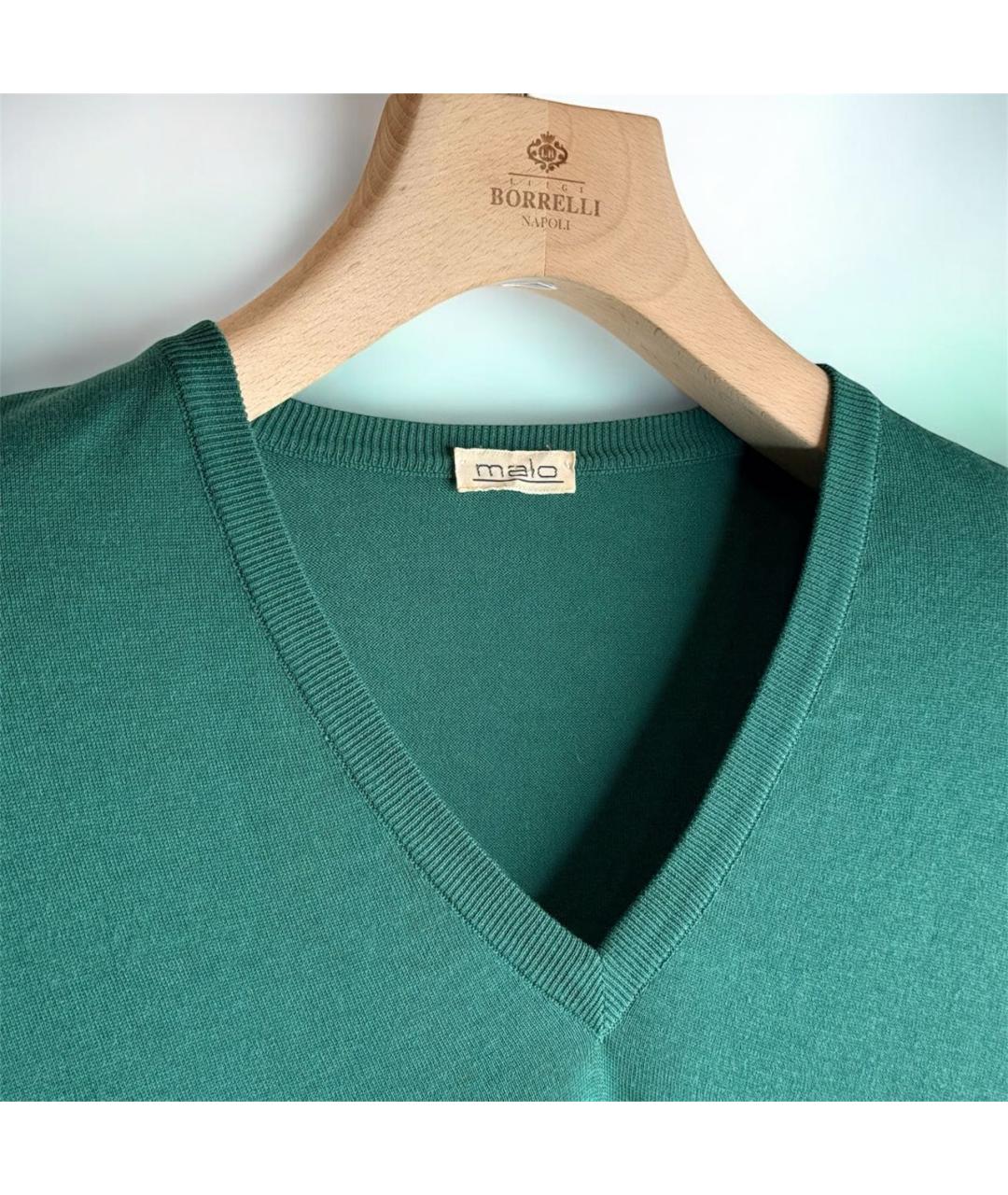 MALO Зеленый хлопковый джемпер / свитер, фото 2