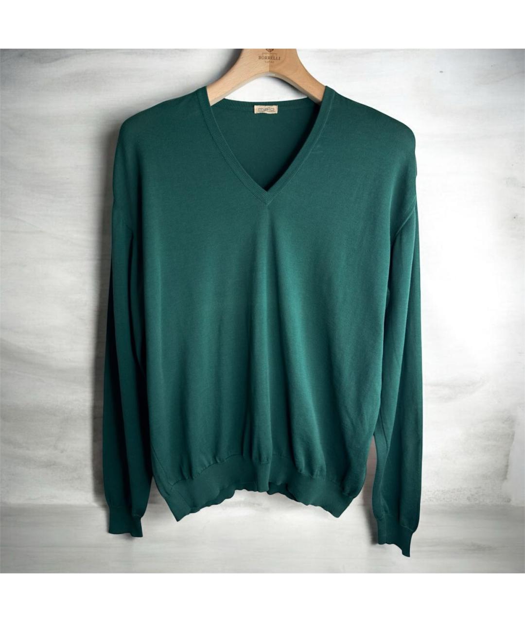 MALO Зеленый хлопковый джемпер / свитер, фото 9