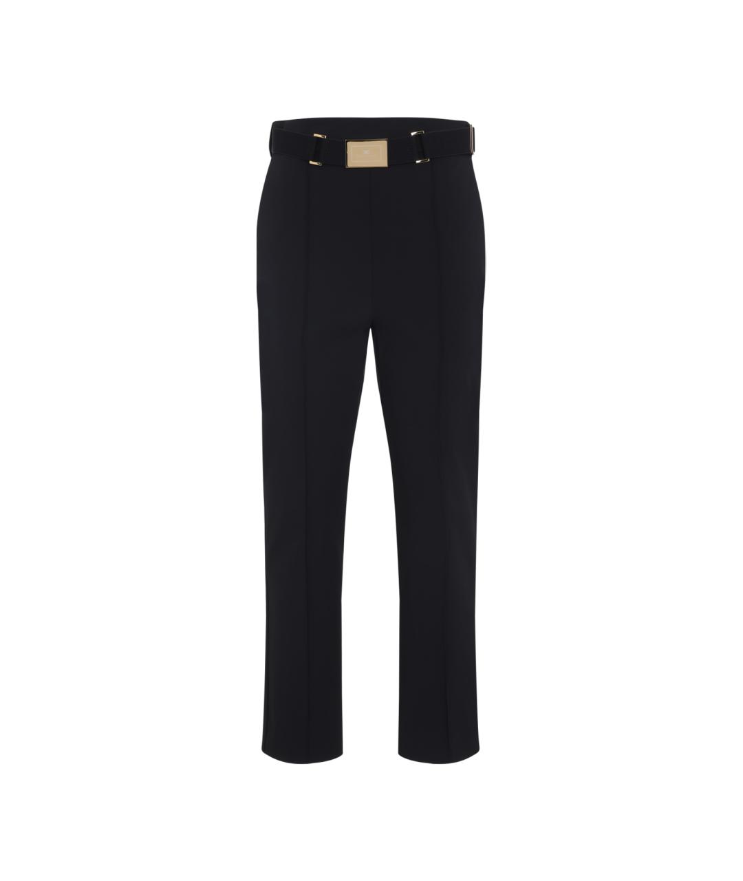 ELISABETTA FRANCHI Черные полиамидовые прямые брюки, фото 1