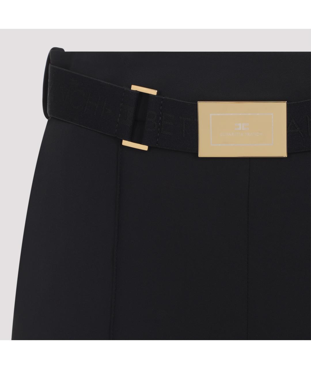 ELISABETTA FRANCHI Черные полиамидовые прямые брюки, фото 3