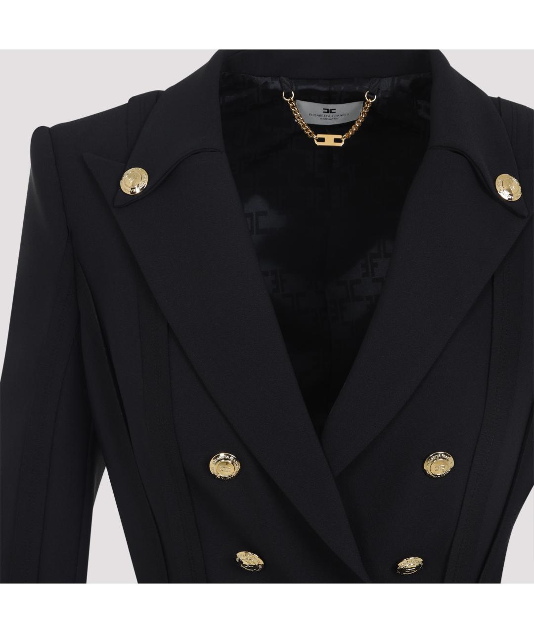 ELISABETTA FRANCHI Черный полиэстеровый жакет/пиджак, фото 3