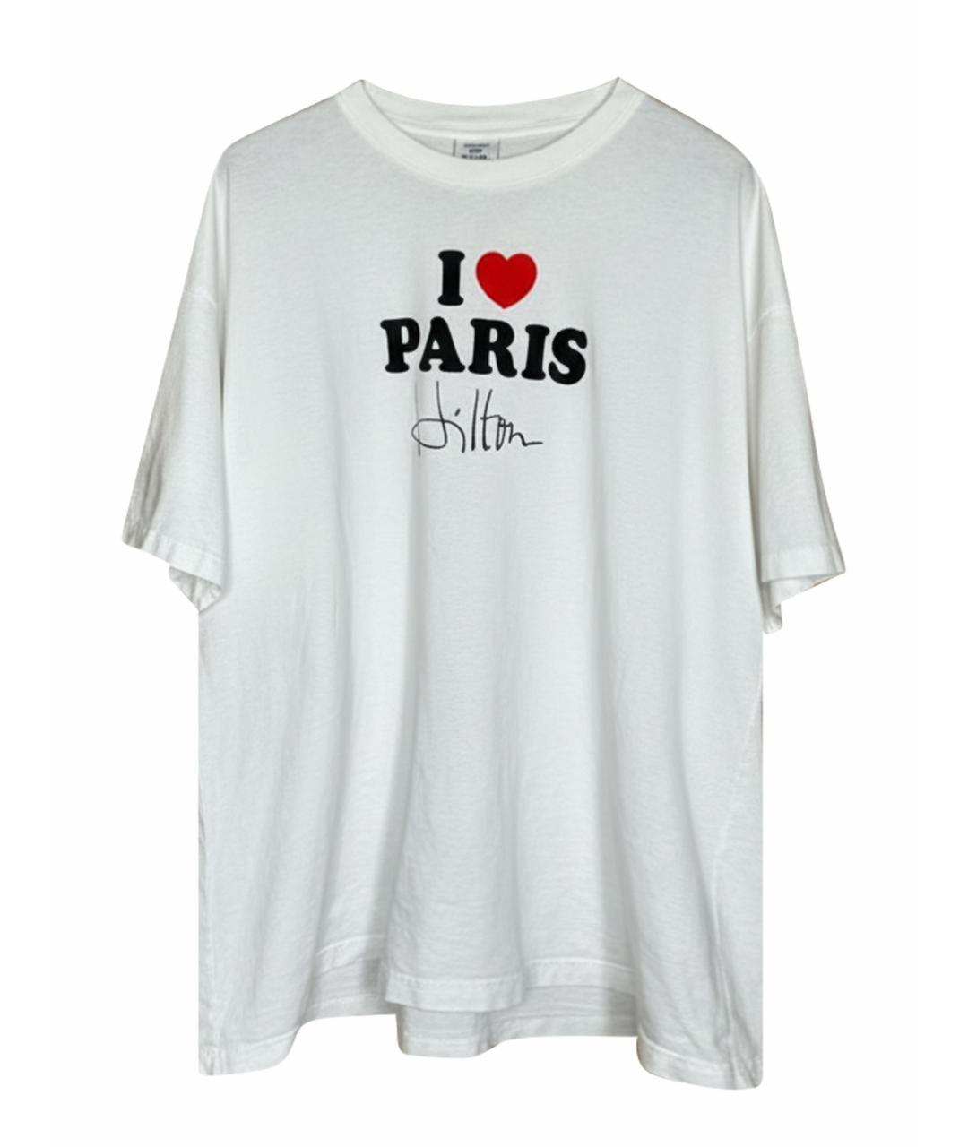 VETEMENTS Белая хлопковая футболка, фото 1