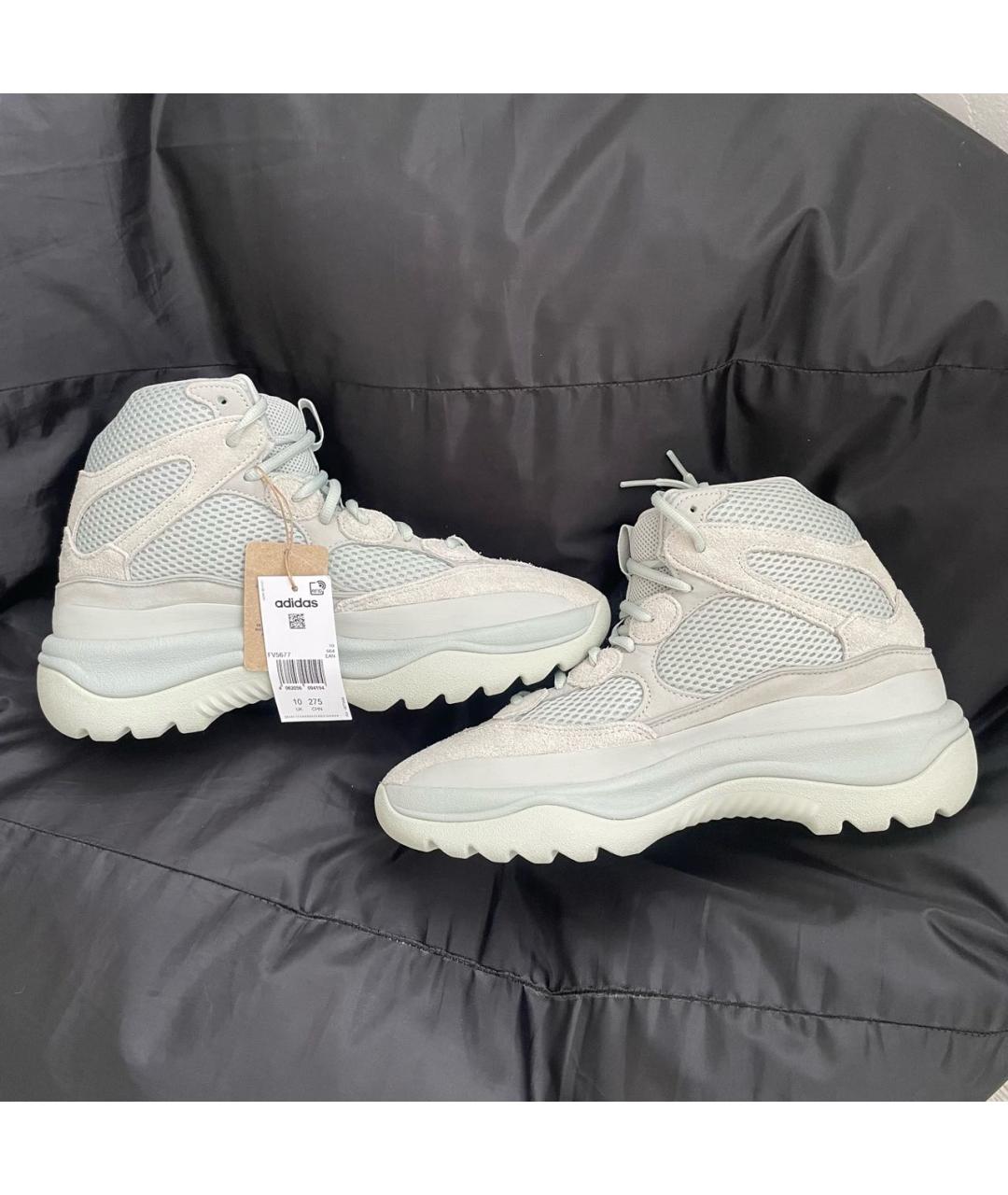 ADIDAS YEEZY Бежевые текстильные высокие кроссовки / кеды, фото 2