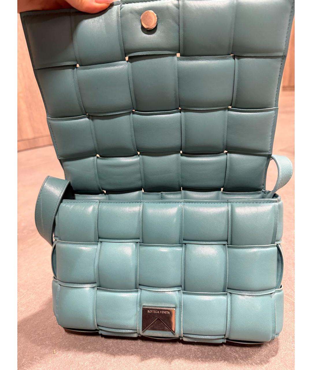 BOTTEGA VENETA Бирюзовая кожаная сумка через плечо, фото 6