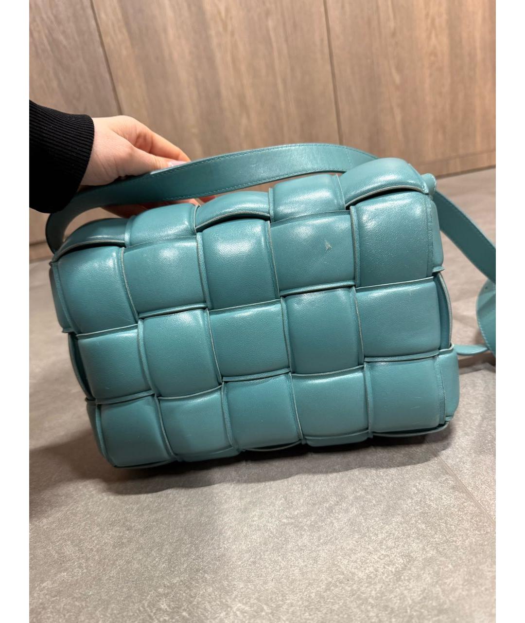 BOTTEGA VENETA Бирюзовая кожаная сумка через плечо, фото 3