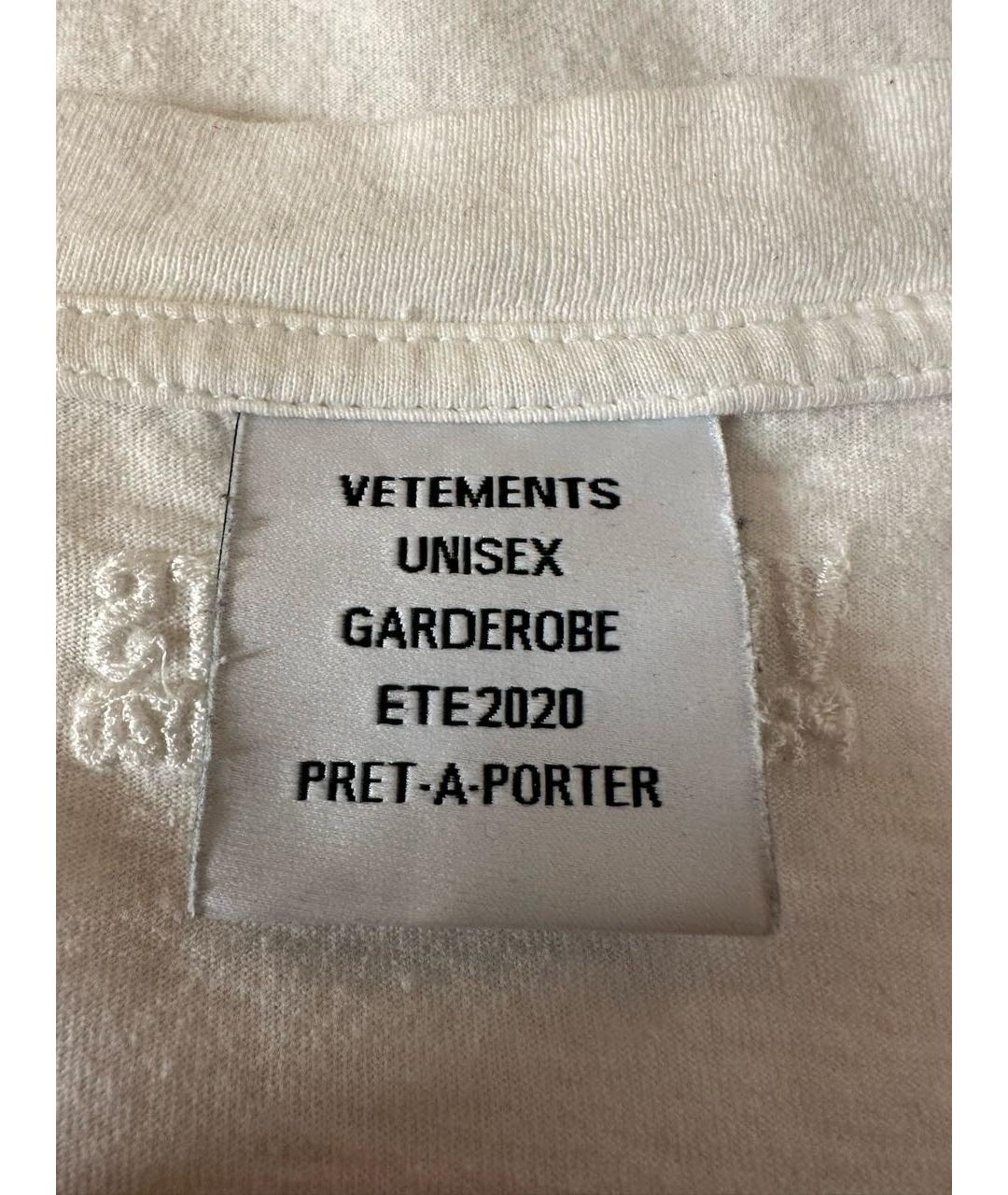 VETEMENTS Белая хлопковая футболка, фото 4