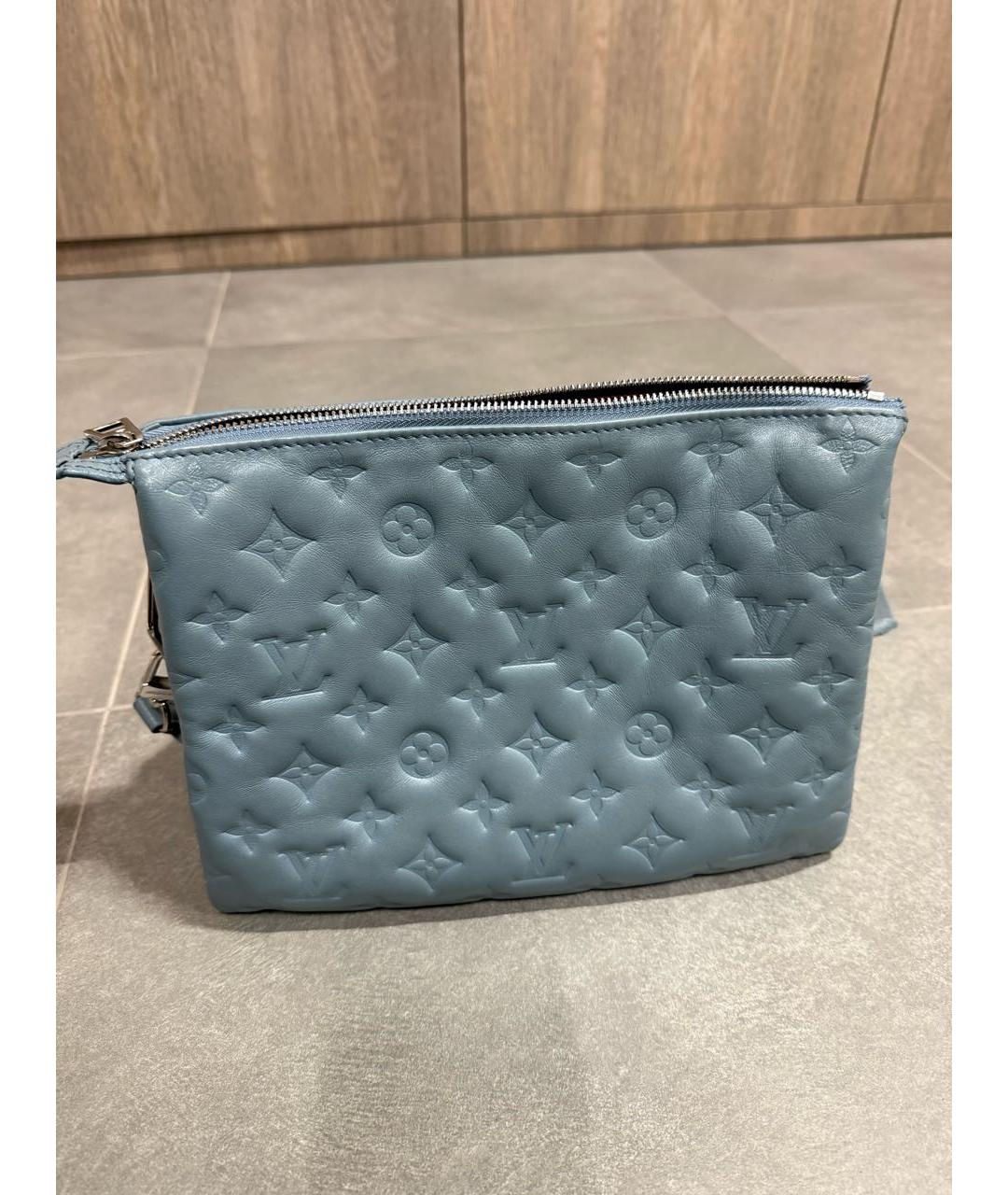 LOUIS VUITTON Голубая кожаная сумка через плечо, фото 3