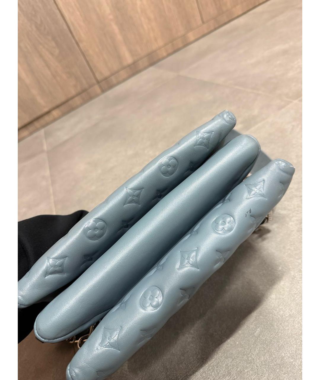 LOUIS VUITTON Голубая кожаная сумка через плечо, фото 5