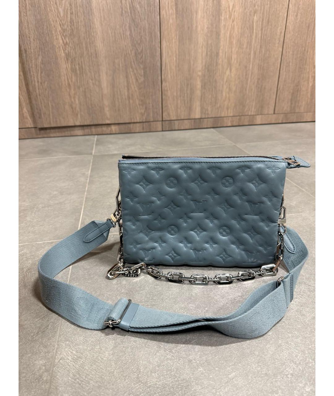 LOUIS VUITTON Голубая кожаная сумка через плечо, фото 6