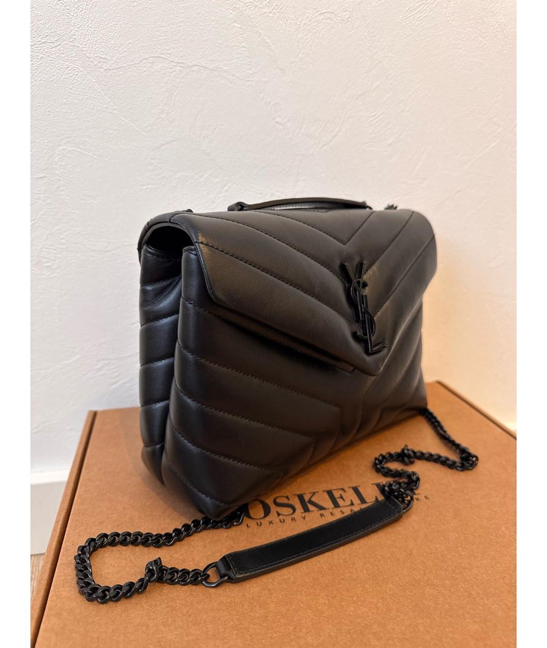 SAINT LAURENT Черная кожаная сумка через плечо, фото 2