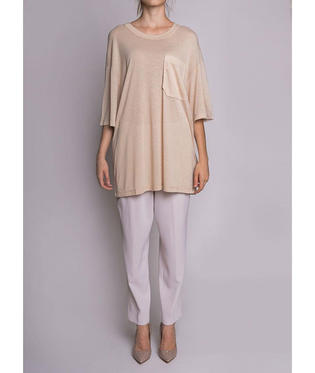 ERIKA CAVALLINI Бежевая вискозная футболка, фото 4