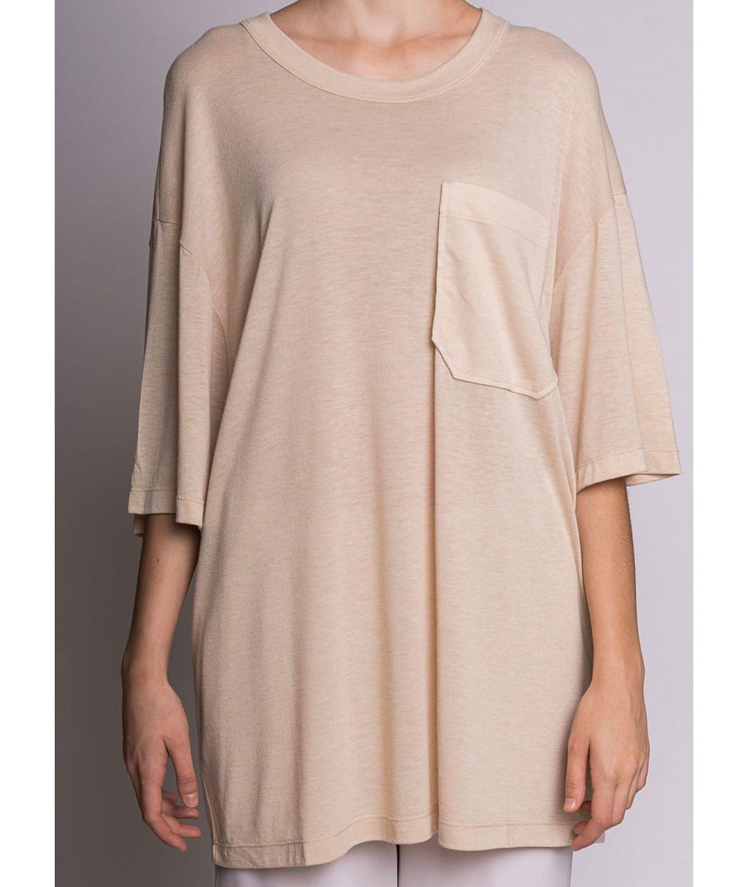 ERIKA CAVALLINI Бежевая вискозная футболка, фото 2