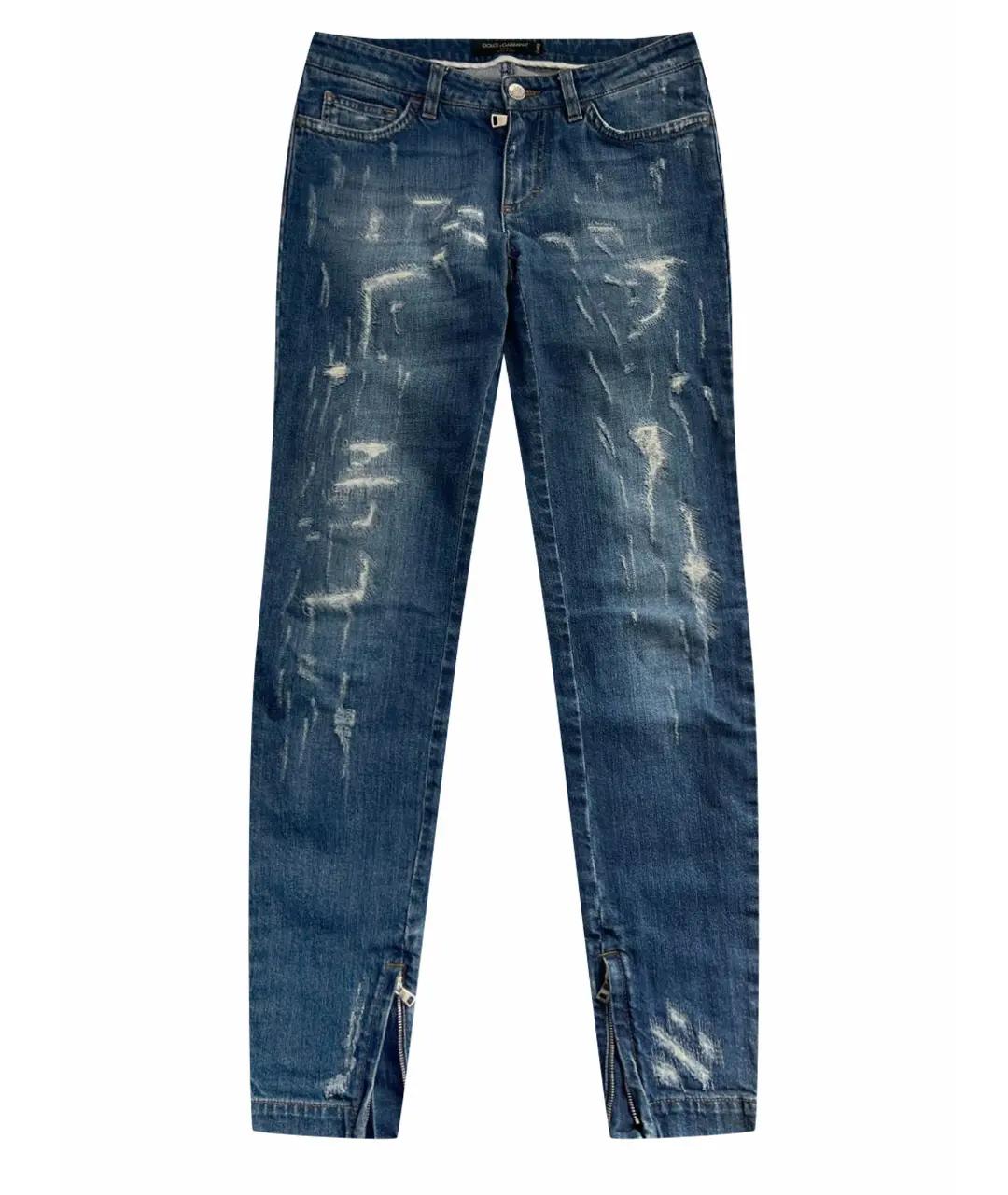 DOLCE&GABBANA Синие хлопковые джинсы слим, фото 1
