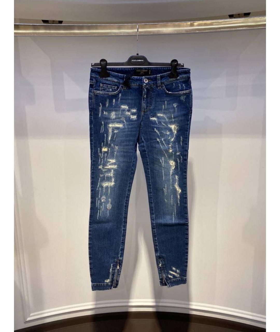 DOLCE&GABBANA Синие хлопковые джинсы слим, фото 4