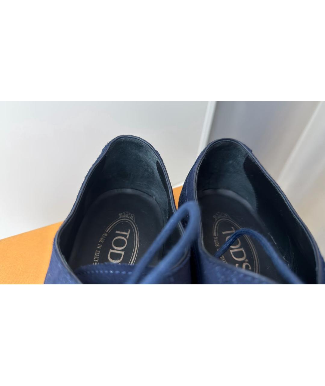 TOD'S Темно-синие замшевые туфли, фото 8