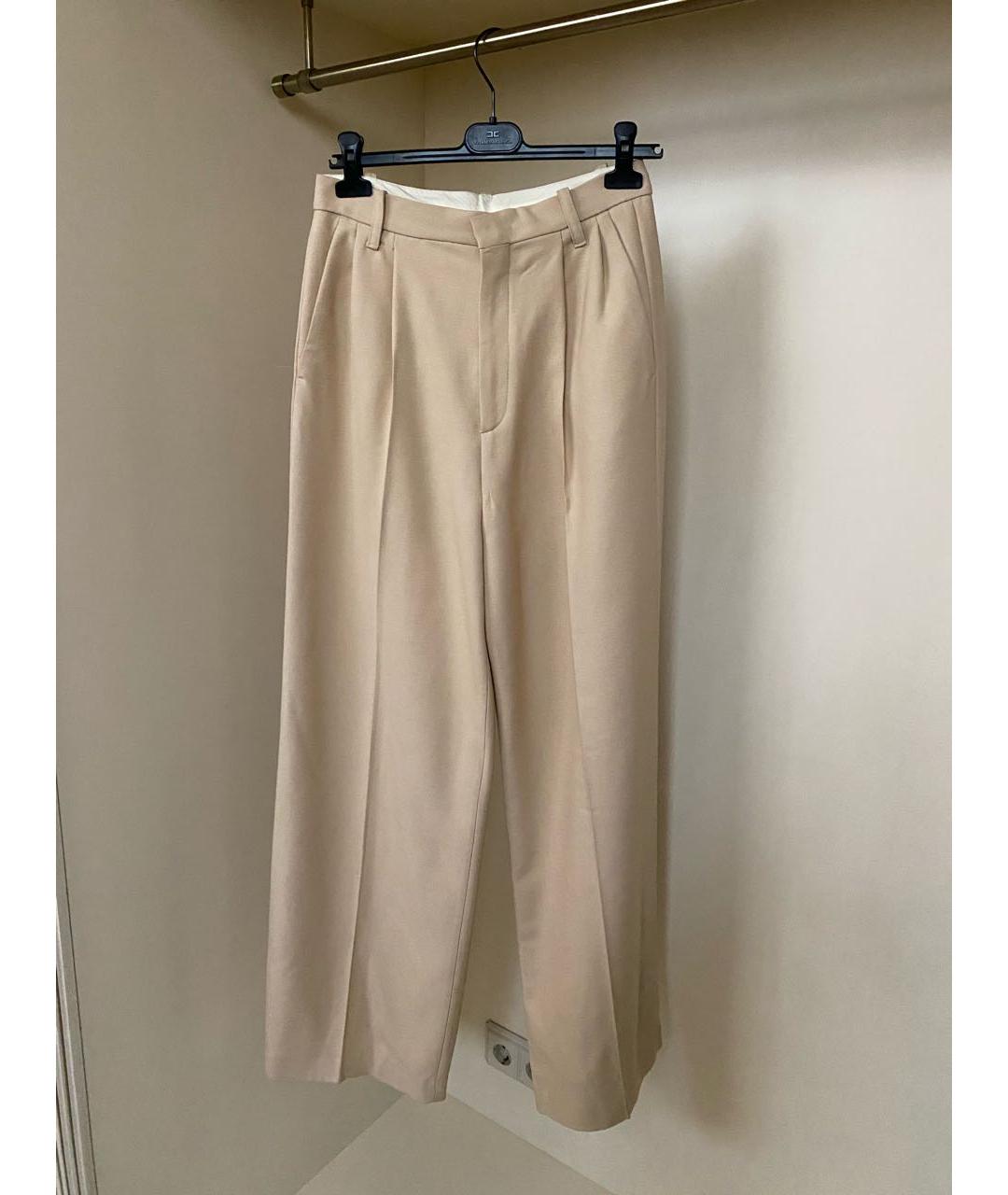 ERIKA CAVALLINI Бежевые вискозные прямые брюки, фото 4
