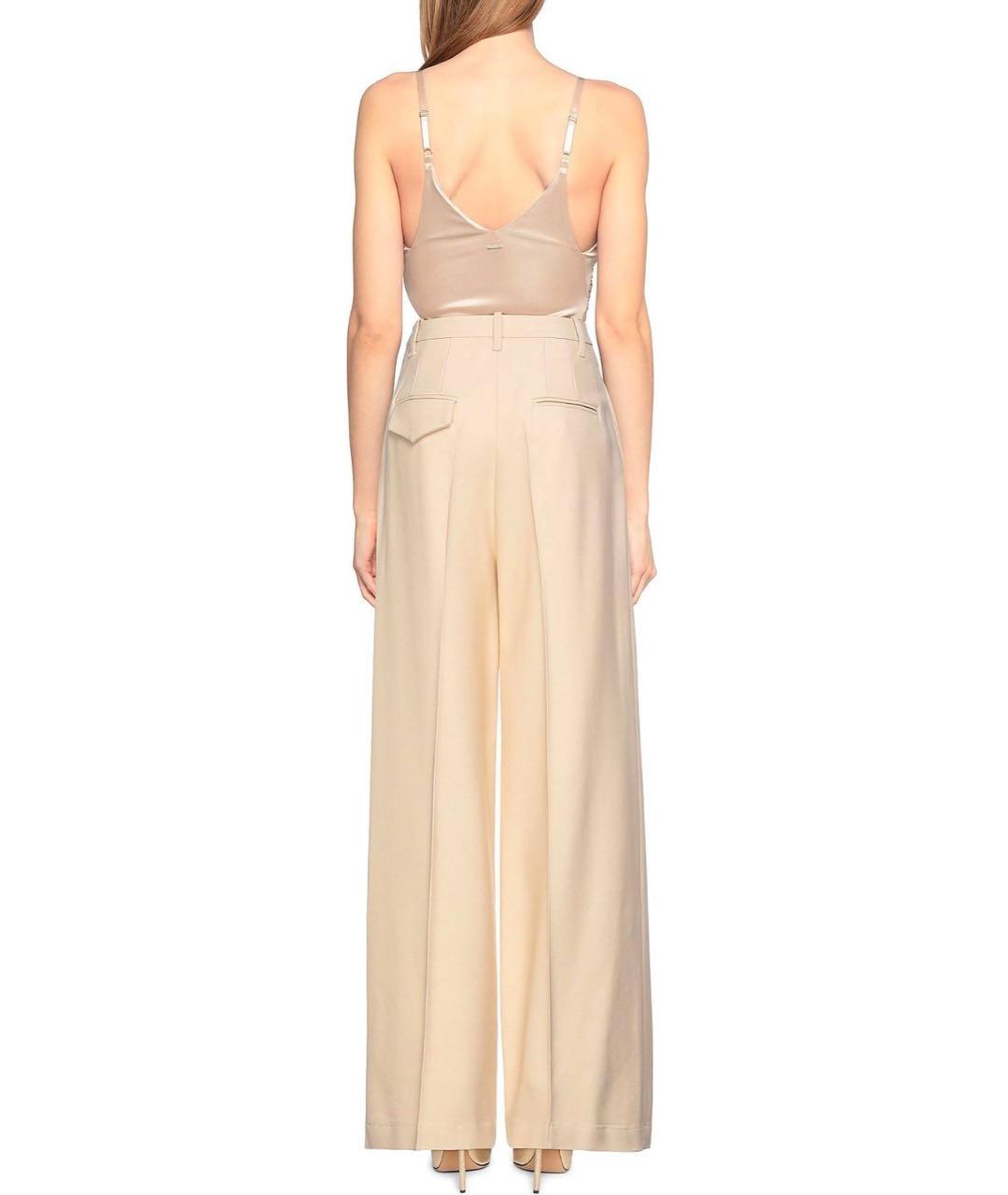 ERIKA CAVALLINI Бежевые вискозные прямые брюки, фото 2