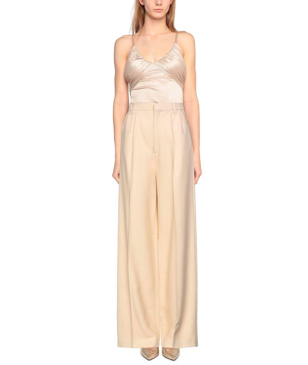 ERIKA CAVALLINI Бежевые вискозные прямые брюки, фото 3