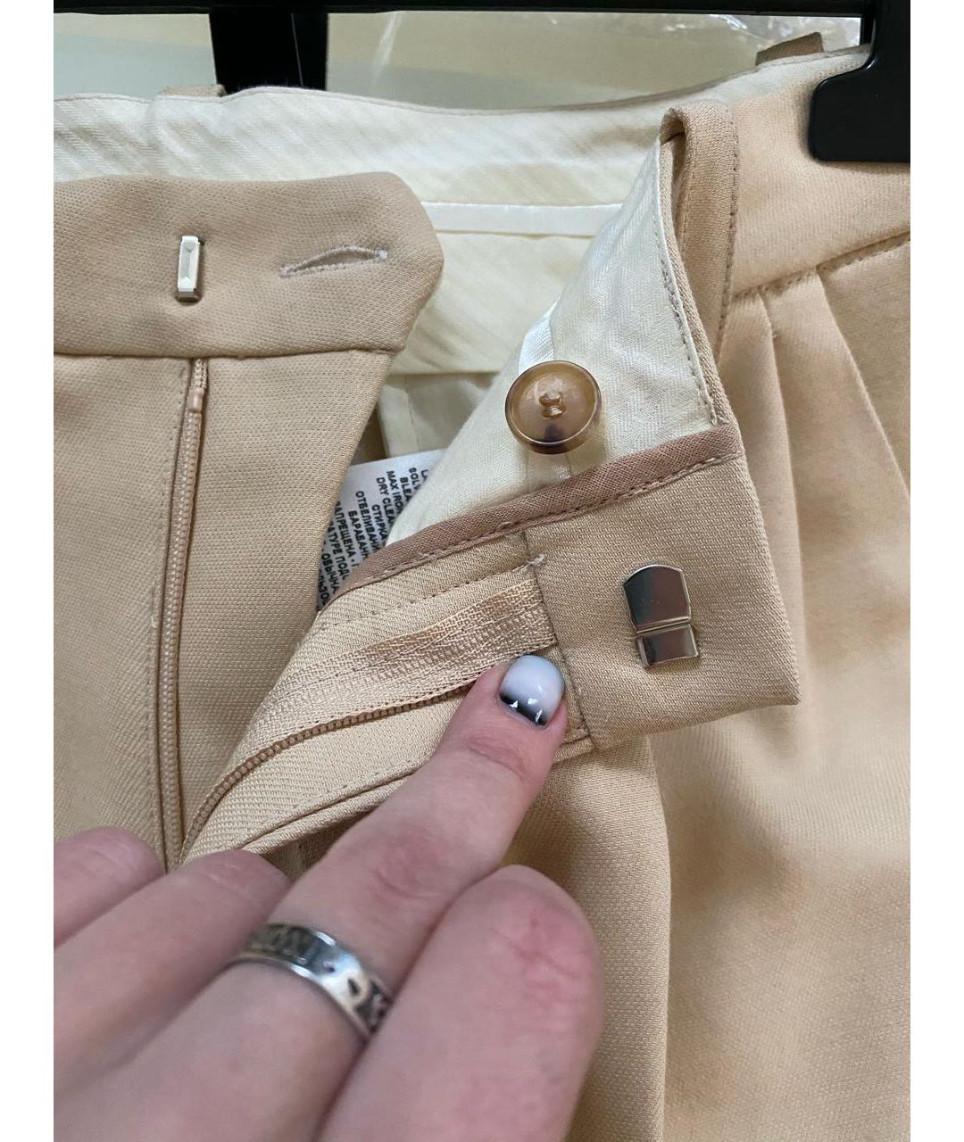 ERIKA CAVALLINI Бежевые вискозные прямые брюки, фото 7