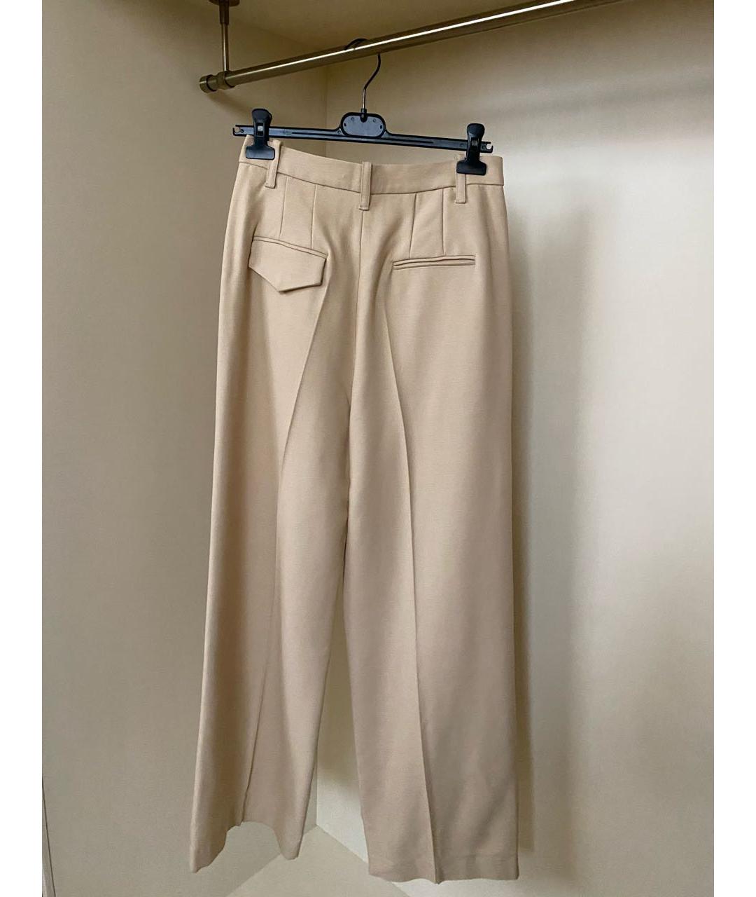 ERIKA CAVALLINI Бежевые вискозные прямые брюки, фото 5