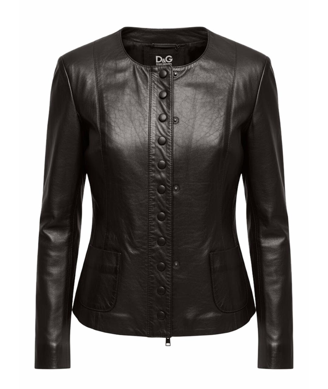 DOLCE&GABBANA Черный кожаный жакет/пиджак, фото 1