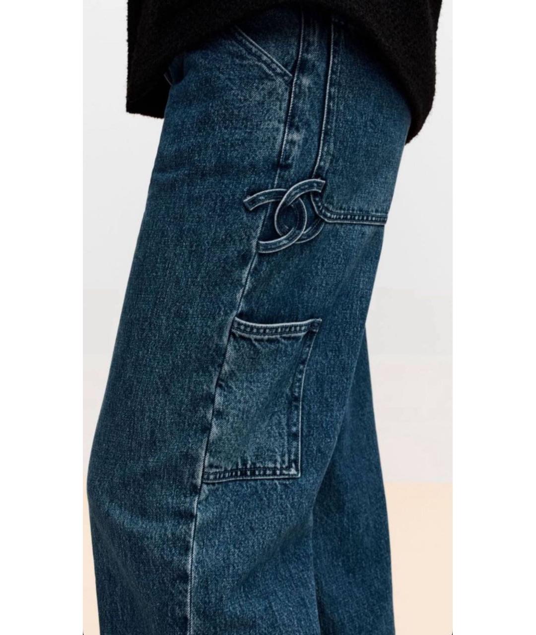 CHANEL Синие хлопковые прямые джинсы, фото 3