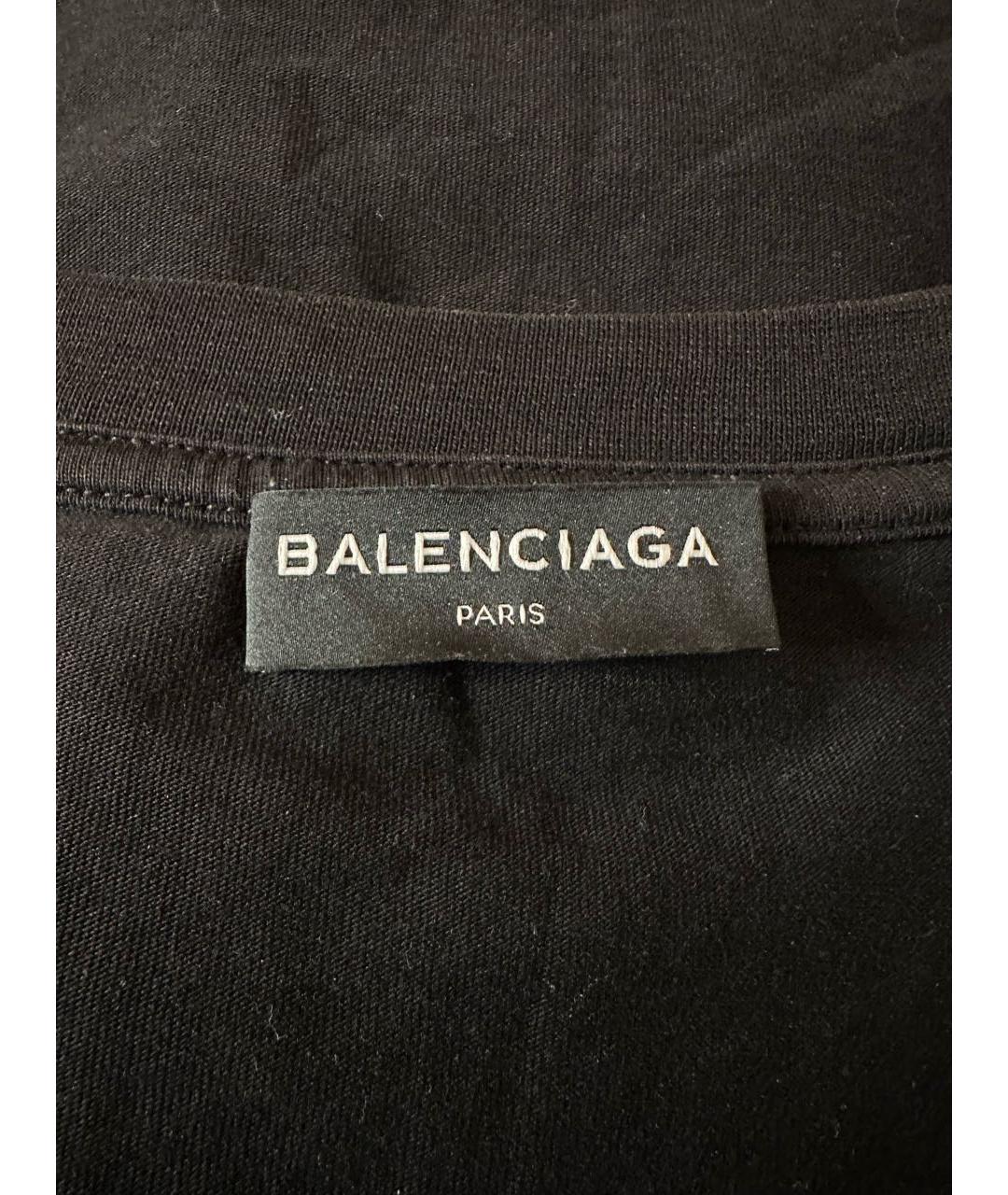 BALENCIAGA Черная хлопковая футболка, фото 4