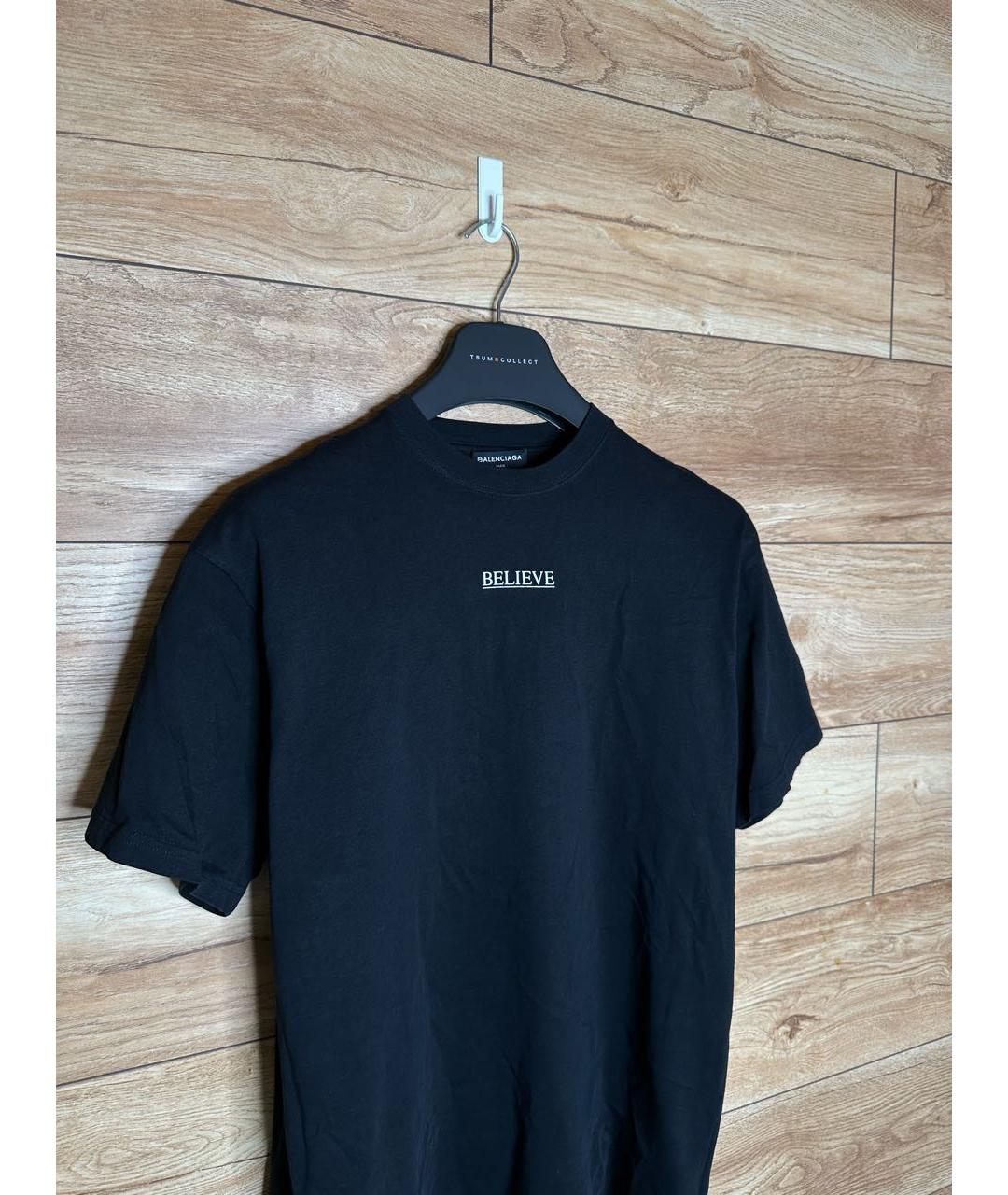 BALENCIAGA Черная хлопковая футболка, фото 3