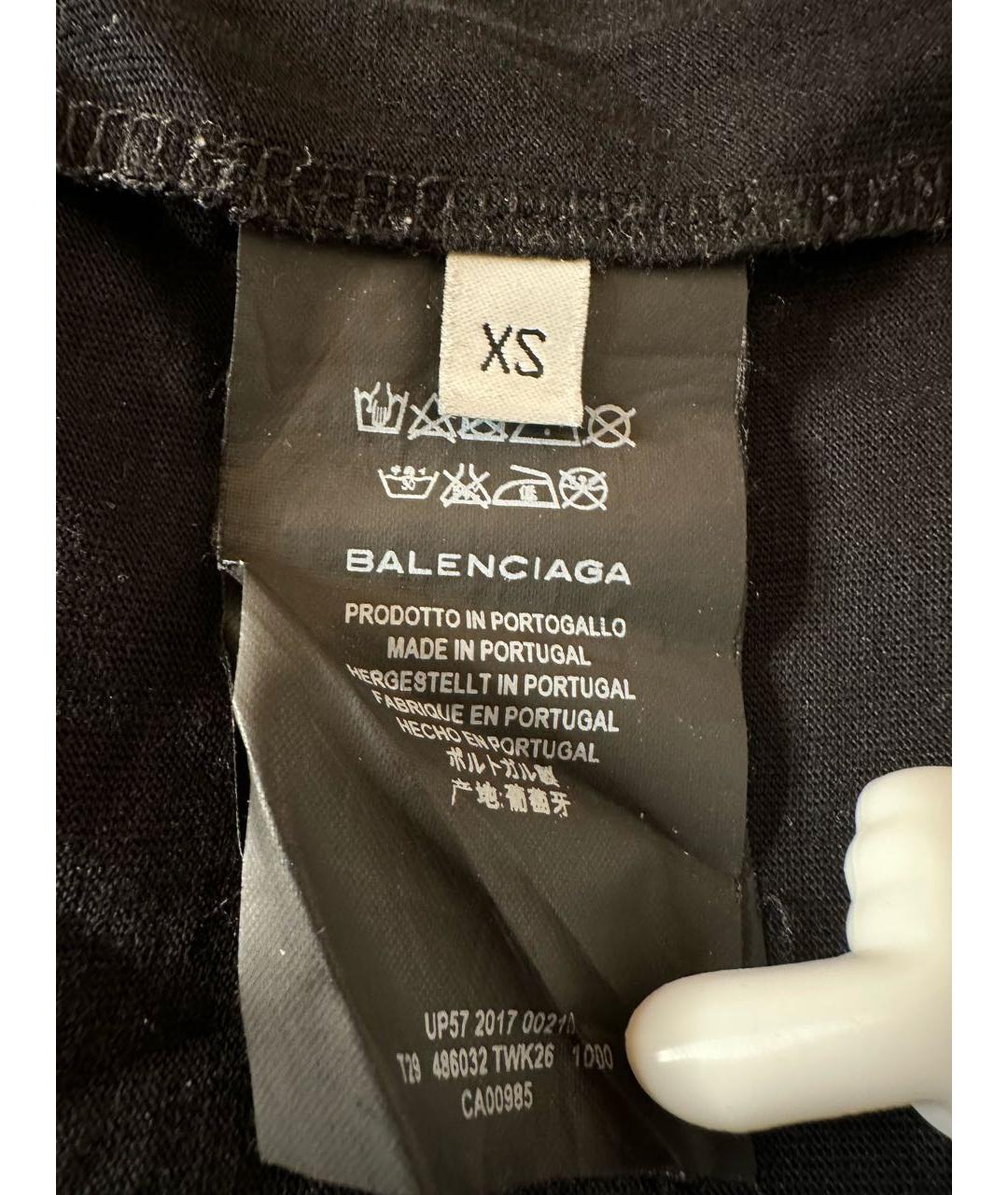 BALENCIAGA Черная хлопковая футболка, фото 5