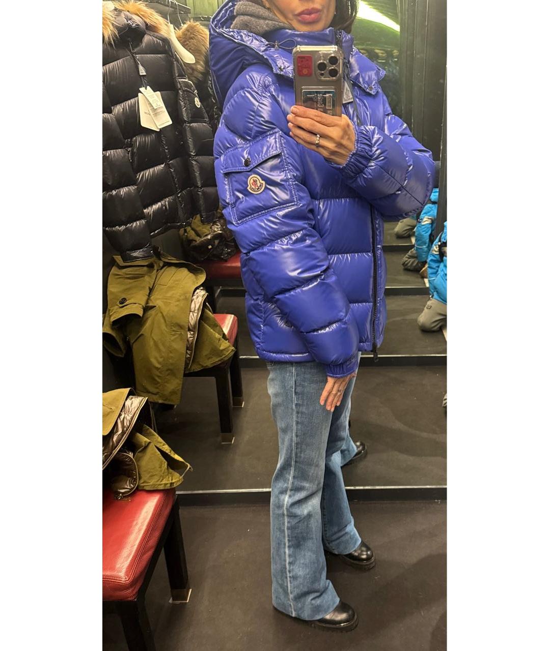 MONCLER Темно-синий пуховик, фото 2