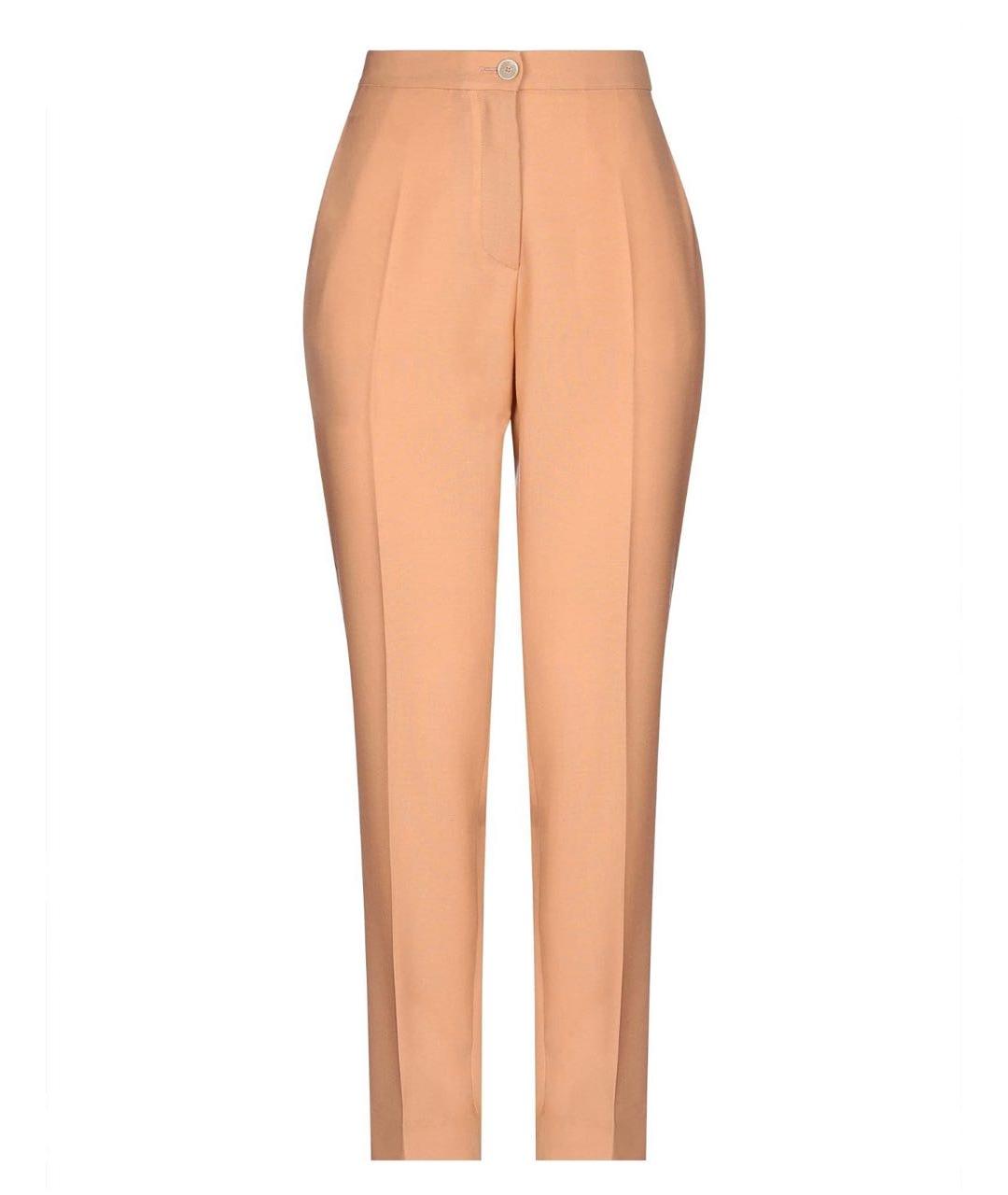 ERIKA CAVALLINI Бежевые шерстяные прямые брюки, фото 1