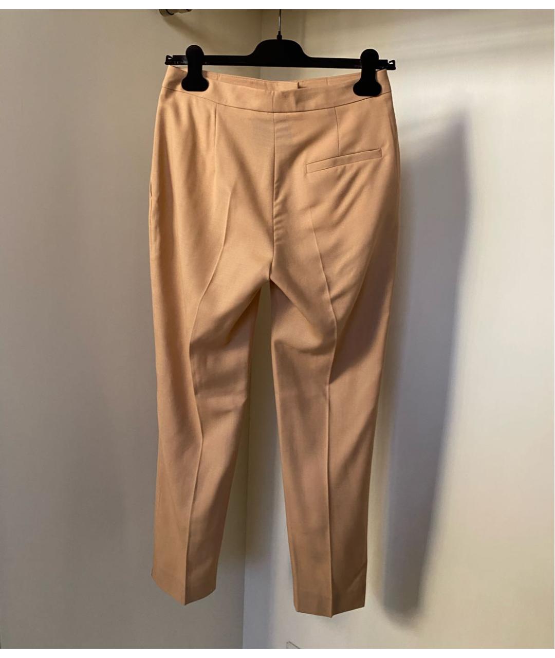 ERIKA CAVALLINI Бежевые шерстяные прямые брюки, фото 6
