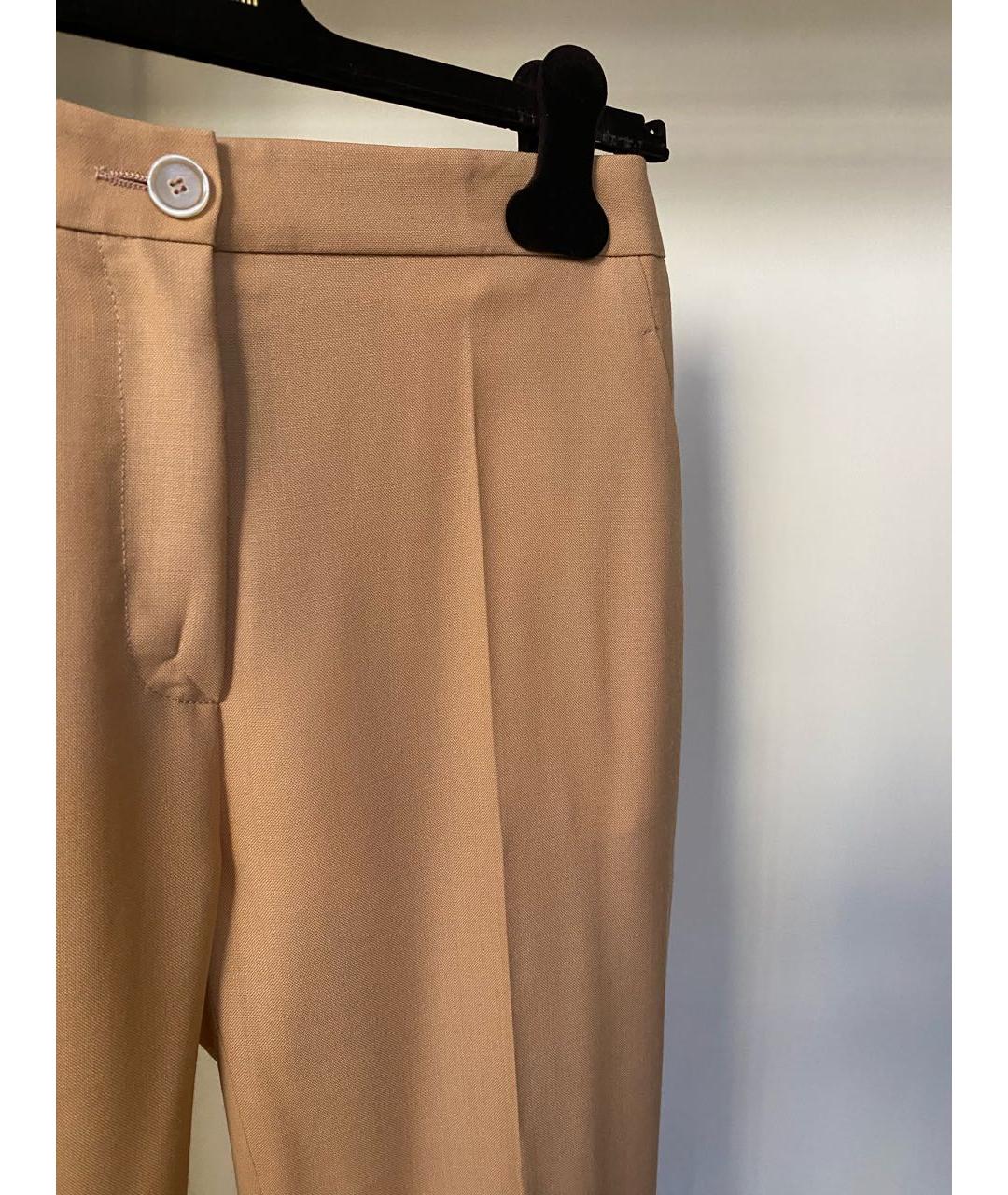 ERIKA CAVALLINI Бежевые шерстяные прямые брюки, фото 5