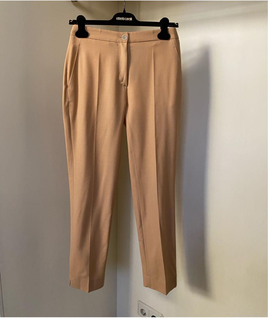 ERIKA CAVALLINI Бежевые шерстяные прямые брюки, фото 4